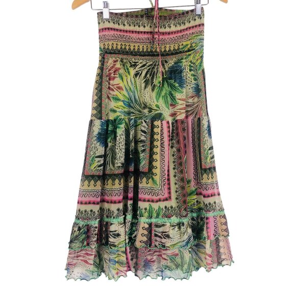 Lapis Anthropologie Halter Convertible Dress Sz Small Smocked Boho Frilly Hem - Picture 7 of 11